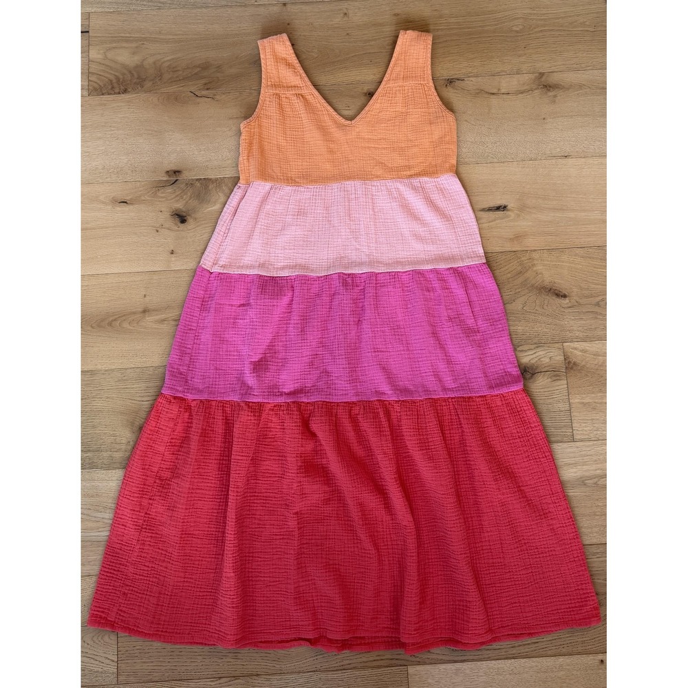 Marine Layer Colorblock Sundress Women's Medium Multicolor Cotton Tiered Maxi